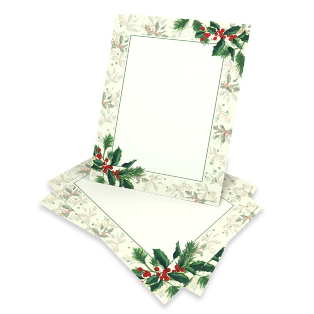 Painterly Holly Stationery - 100 Count Gartner Studios Stationery Paper 74319