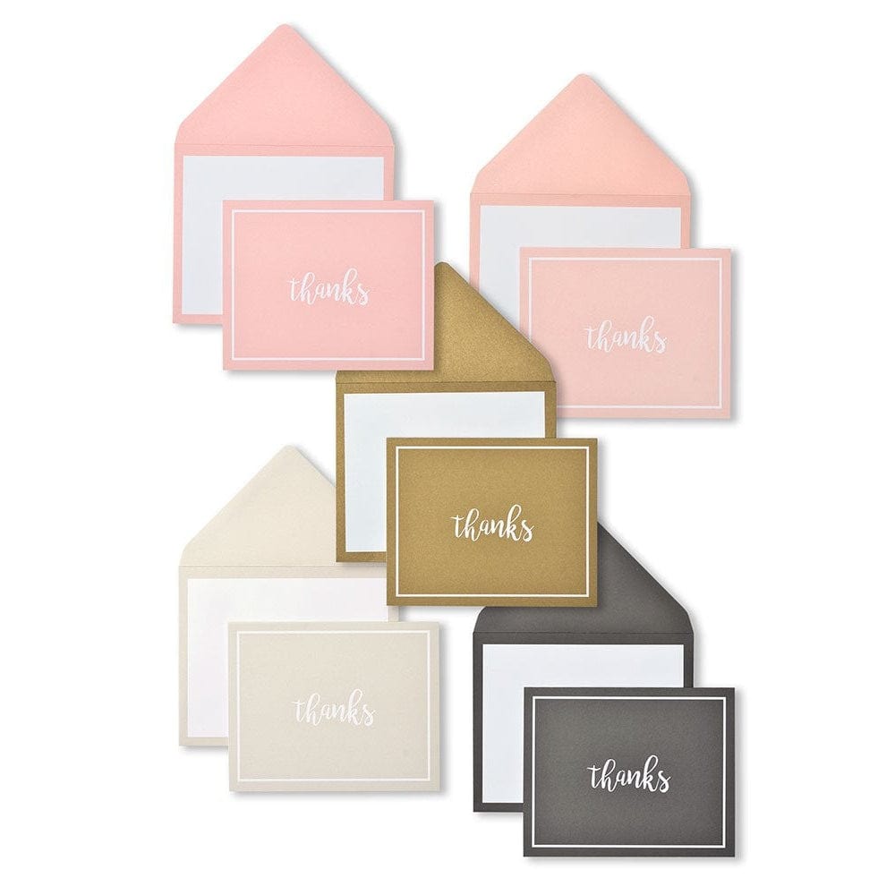 Peach, Rose, Gold, Silver & Black Thank You Card Assortment