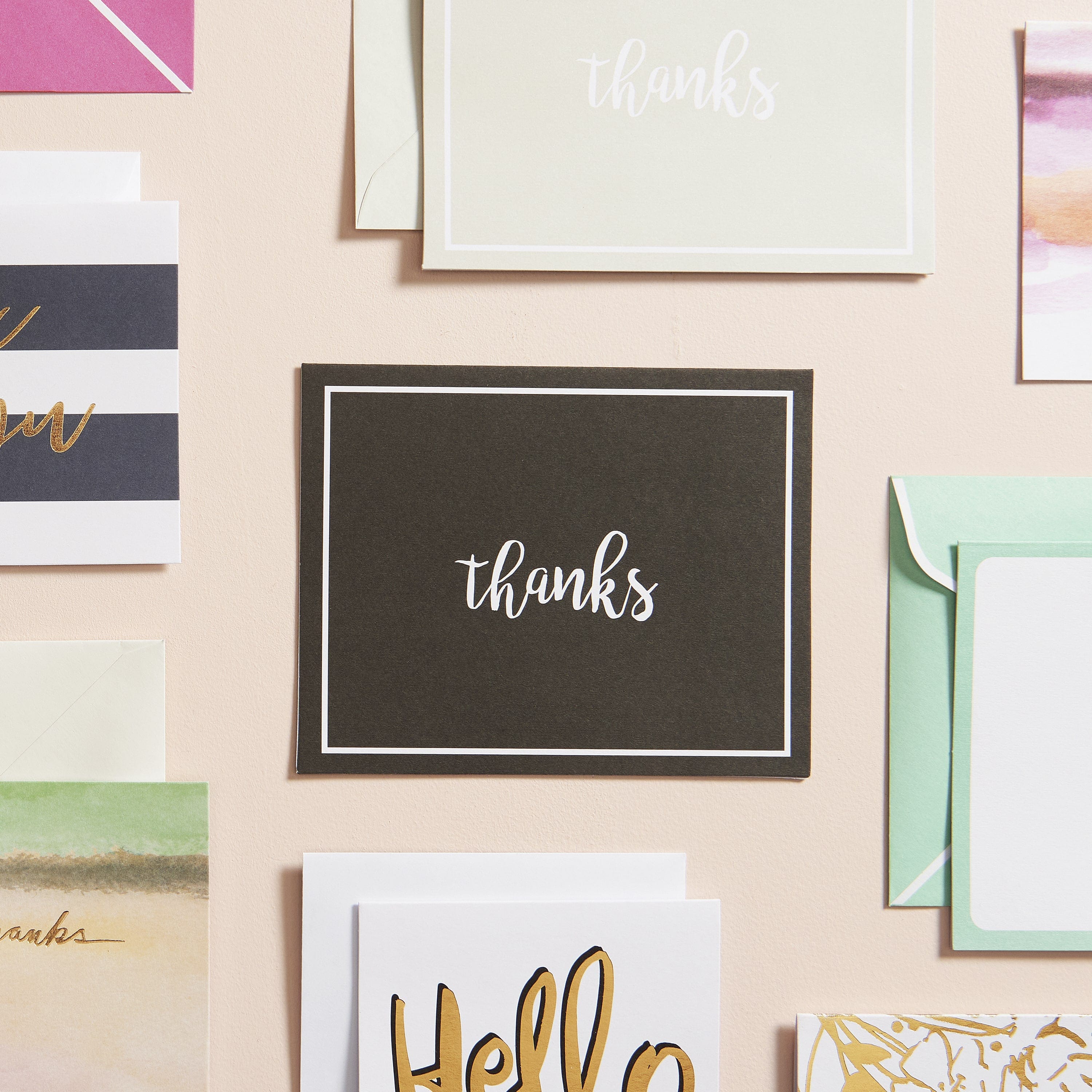 Peach, Rose, Gold, Silver & Black Thank You Card Assortment
