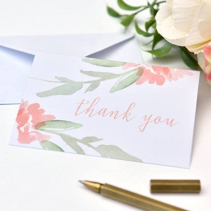 Peach Watercolor Floral Thank You Cards Gartner Studios Cards - Thank You 47801