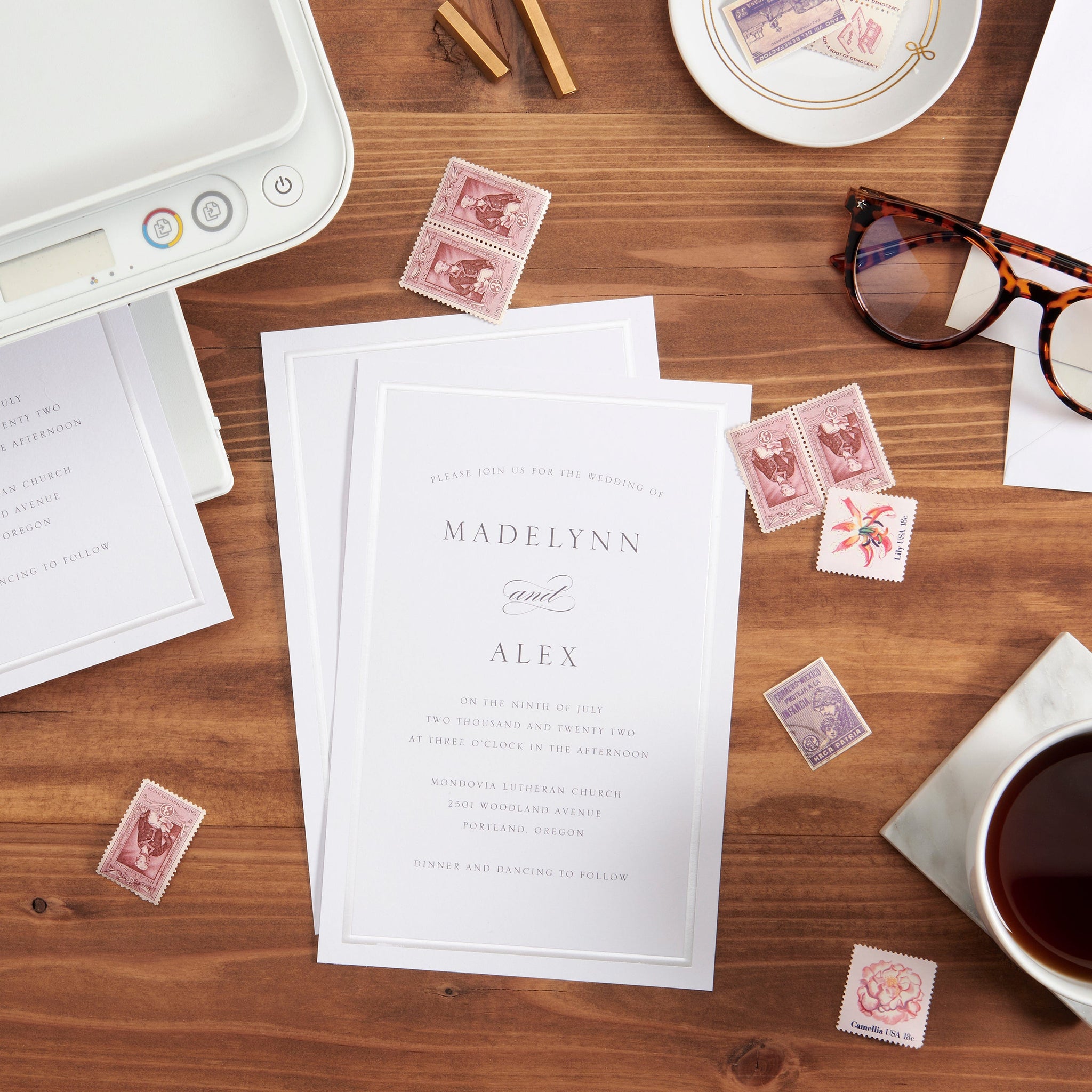 Pearl Border Print At Home Wedding Invitation Kit | Gartner Studios