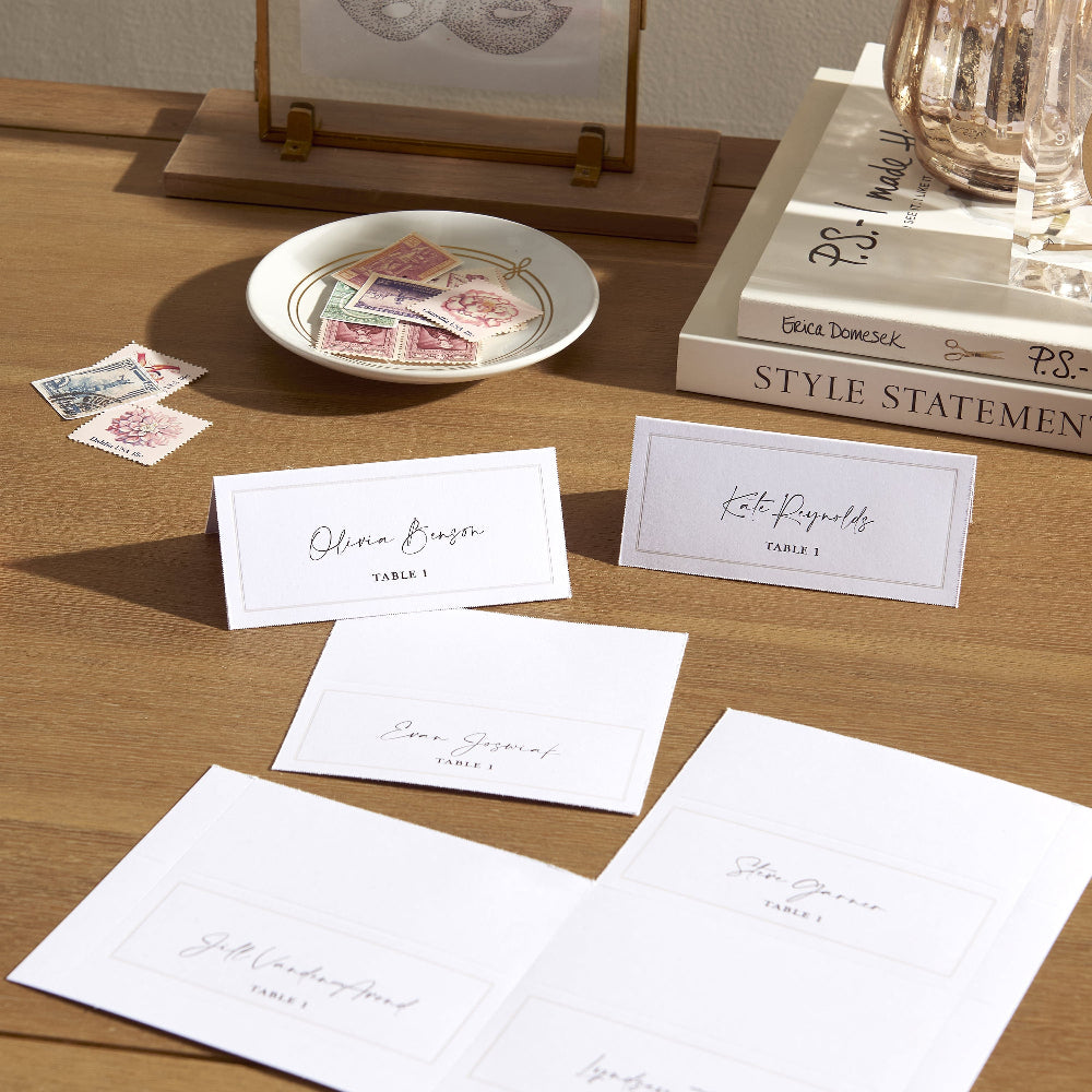 Pearl Border Printable Place Cards Gartner Studios