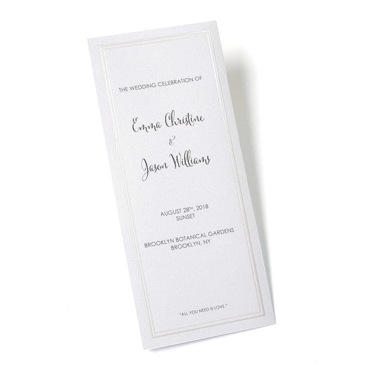Pearl White Trifold Print At Home Wedding Program Gartner Studios Program Paper 61302