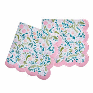 Pink Floral Cocktail Napkins - 40 Count Roobee Napkins 93376