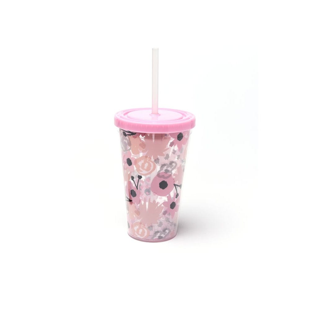 Pink Florals Tumbler With Straw Gartner Studios Drinkware 40478