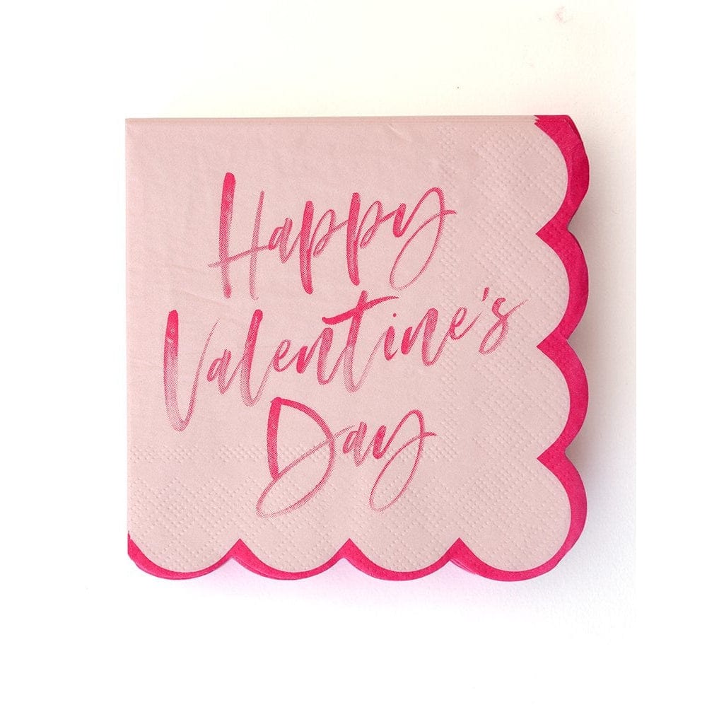 Pink Scalloped 'Happy Valentine's Day' Cocktail Napkins Gartner Studios Napkins 39983