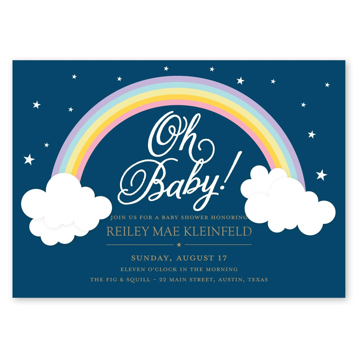 Rainbow Baby Shower Invitation Navy Gartner Studios Baby Shower