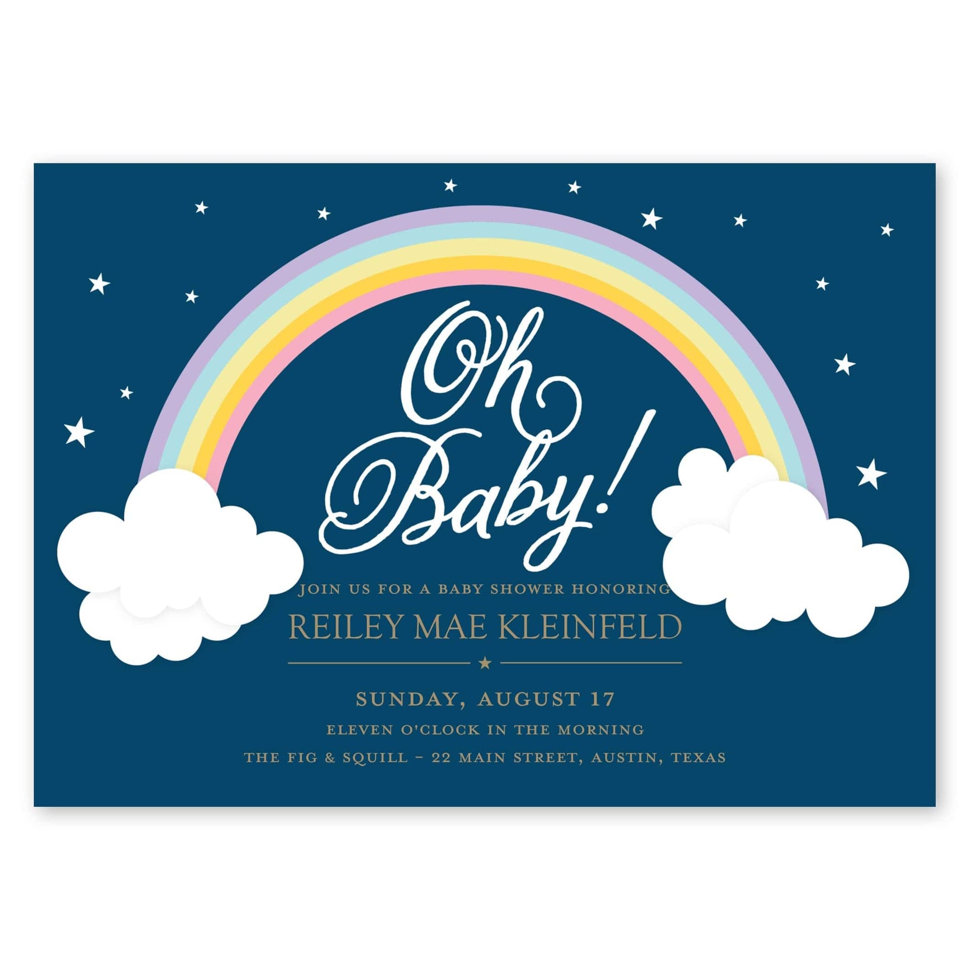 Rainbow Baby Shower Invitation Navy Gartner Studios Baby Shower