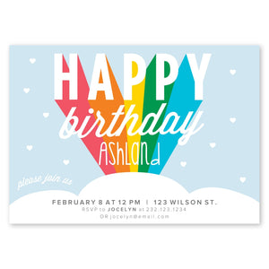 Rainbow Stripes Birthday Invitation Baby Blue Gartner Studios Birthday Invitation