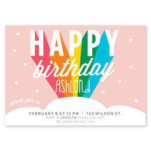 Rainbow Stripes Birthday Invitation Blush Gartner Studios Birthday Invitation