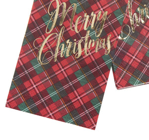 Red Plaid Dinner Napkins - 32 Count Roobee Napkins 37201