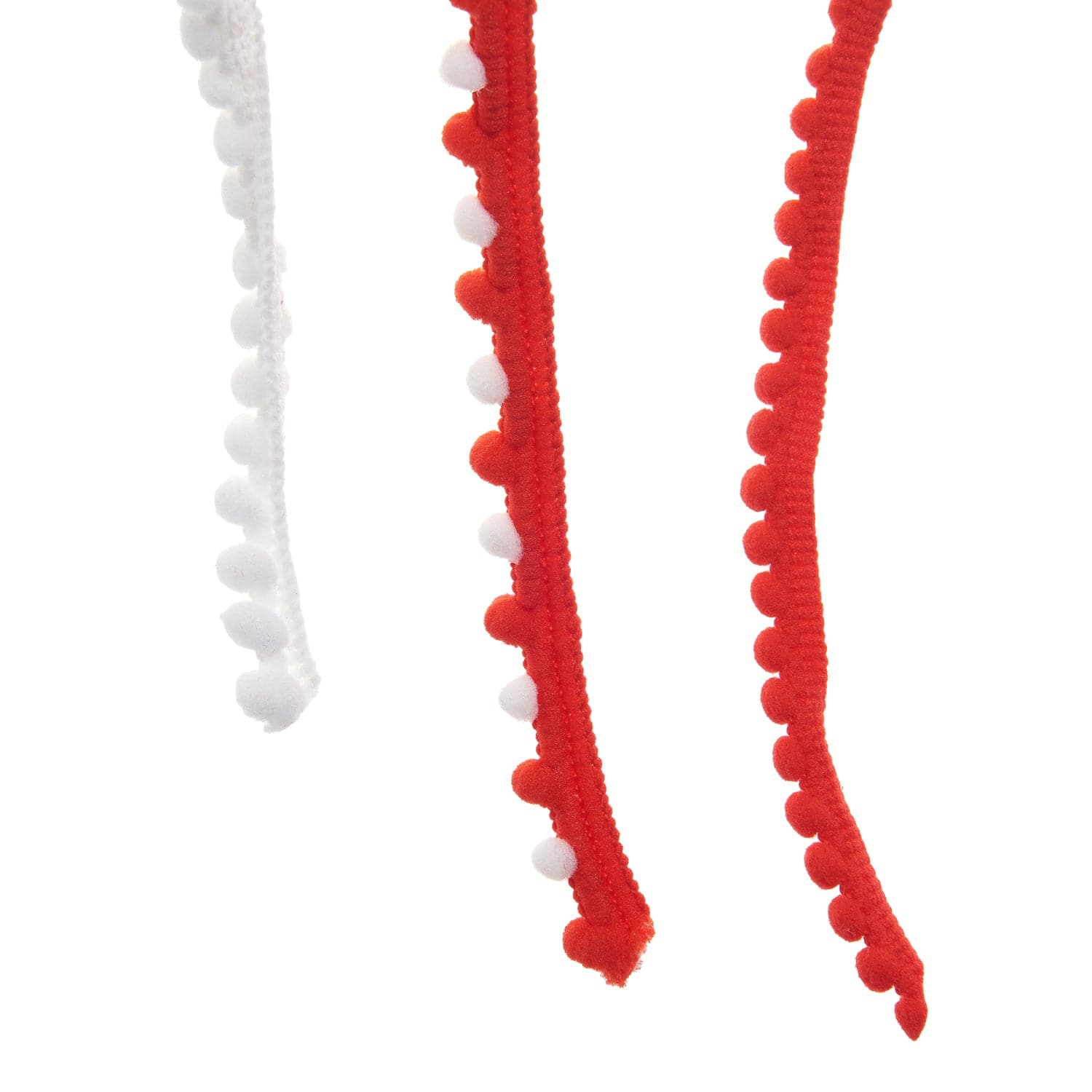 Red + White Pom Ribbon - Set of 3