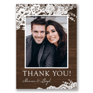Rustic Lace Border Wedding Thank You Chocolate Gartner Studios Cards - Thank You 11178