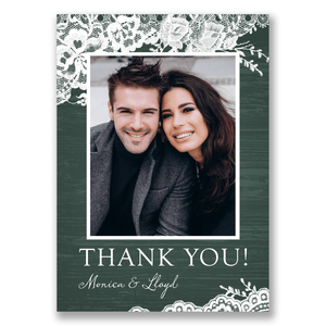Rustic Lace Border Wedding Thank You Emerald Gartner Studios Cards - Thank You 11178