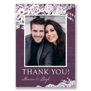Rustic Lace Border Wedding Thank You Orchid Gartner Studios Cards - Thank You 11178
