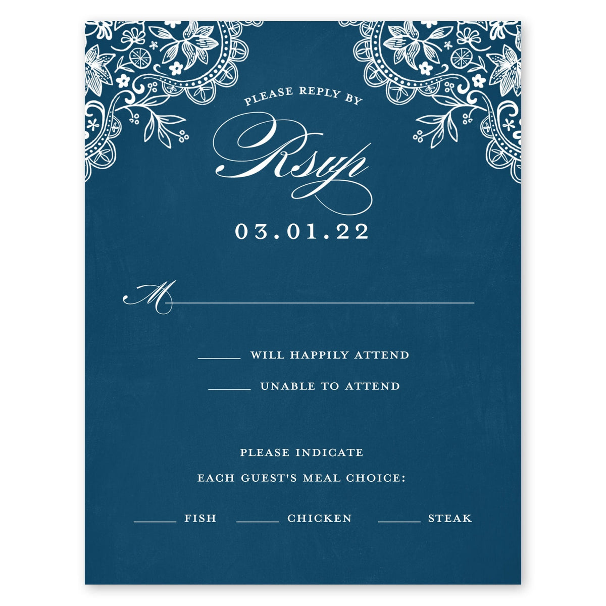 Rustic Lace Wedding Response Card Atlantic Blue Gartner Studios Response Cards 10602