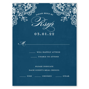 Rustic Lace Wedding Response Card Atlantic Blue Gartner Studios Response Cards 10602