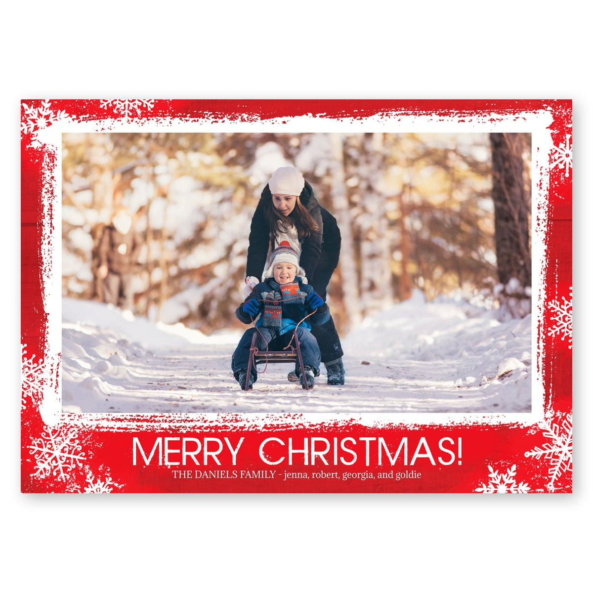 Rustic Snowfall Holiday Card Red Gartner Studios Christmas Card 95451