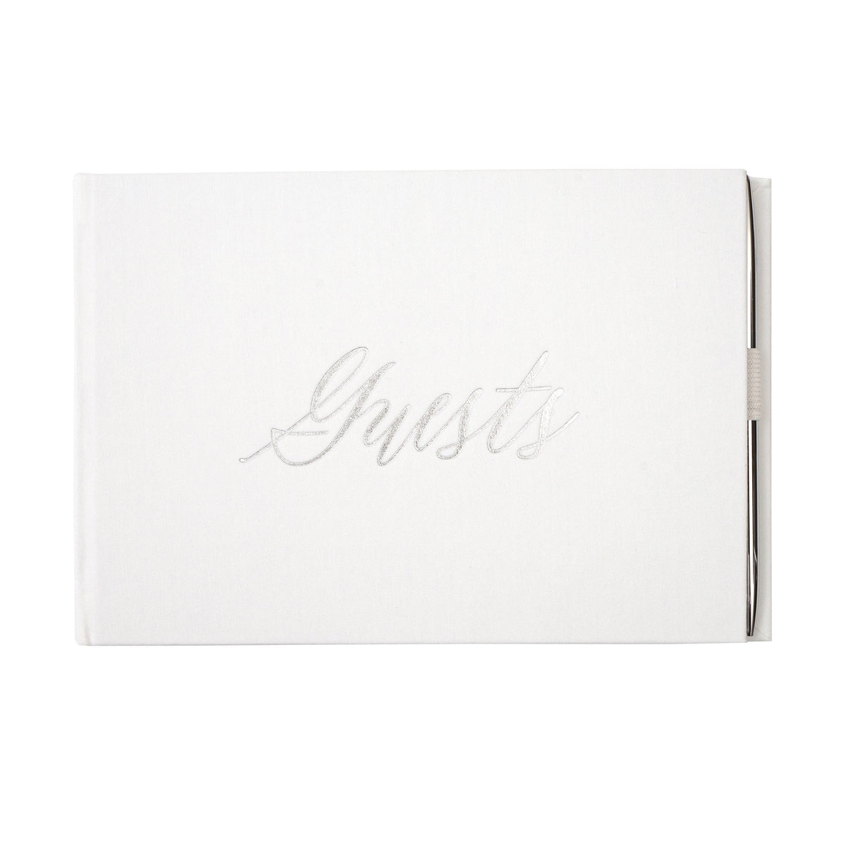 Script Silver Guest Book with Pen Style Me Pretty Guest Book 56709