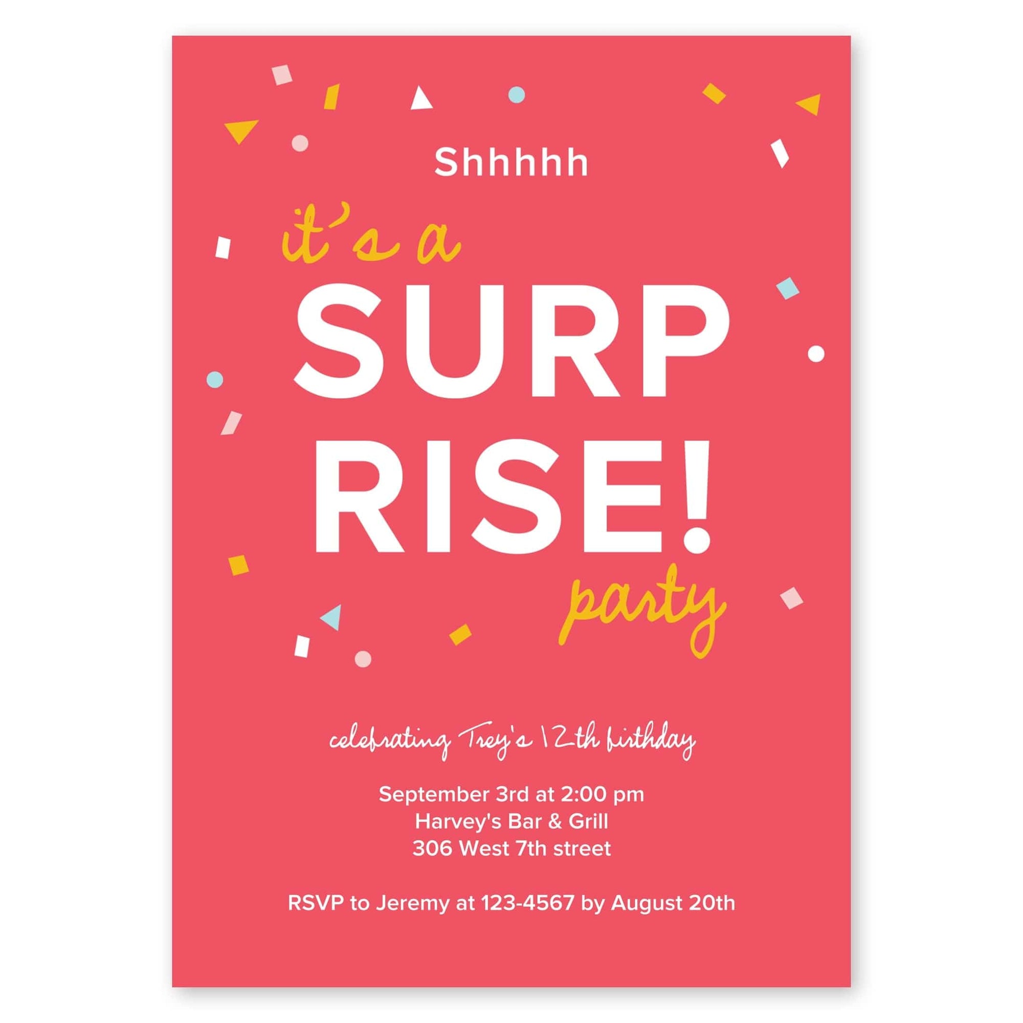Shhh Surprise Birthday Invitation Coral Gartner Studios Birthday Invitation