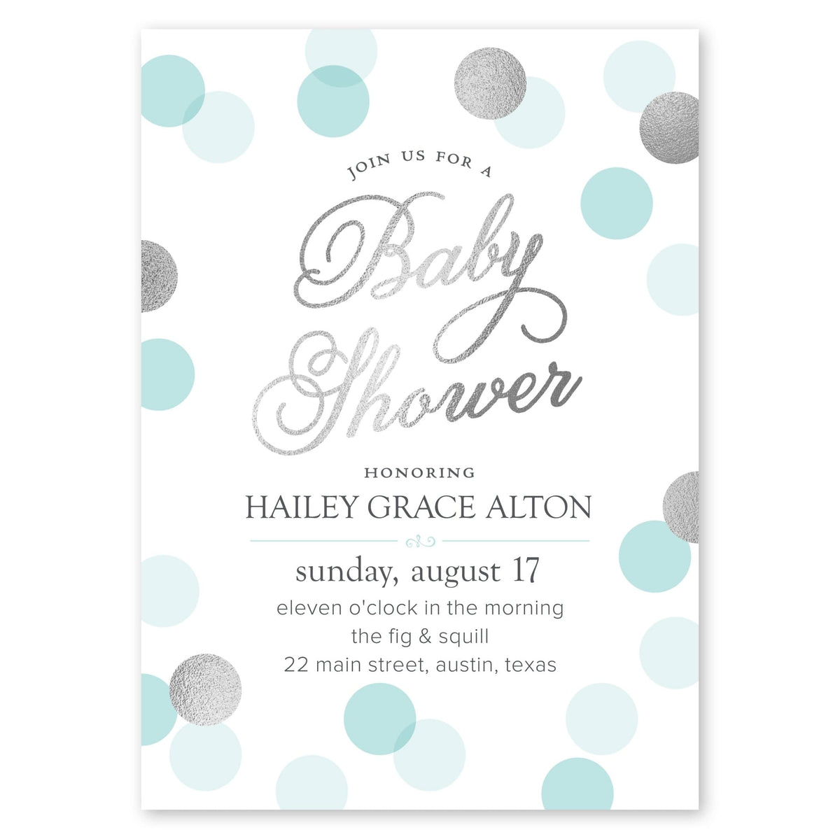 Shiny Polka Dots Baby Shower Invitation Baby Blue Gartner Studios Baby Shower