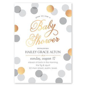 Shiny Polka Dots Baby Shower Invitation Gray Gartner Studios Baby Shower
