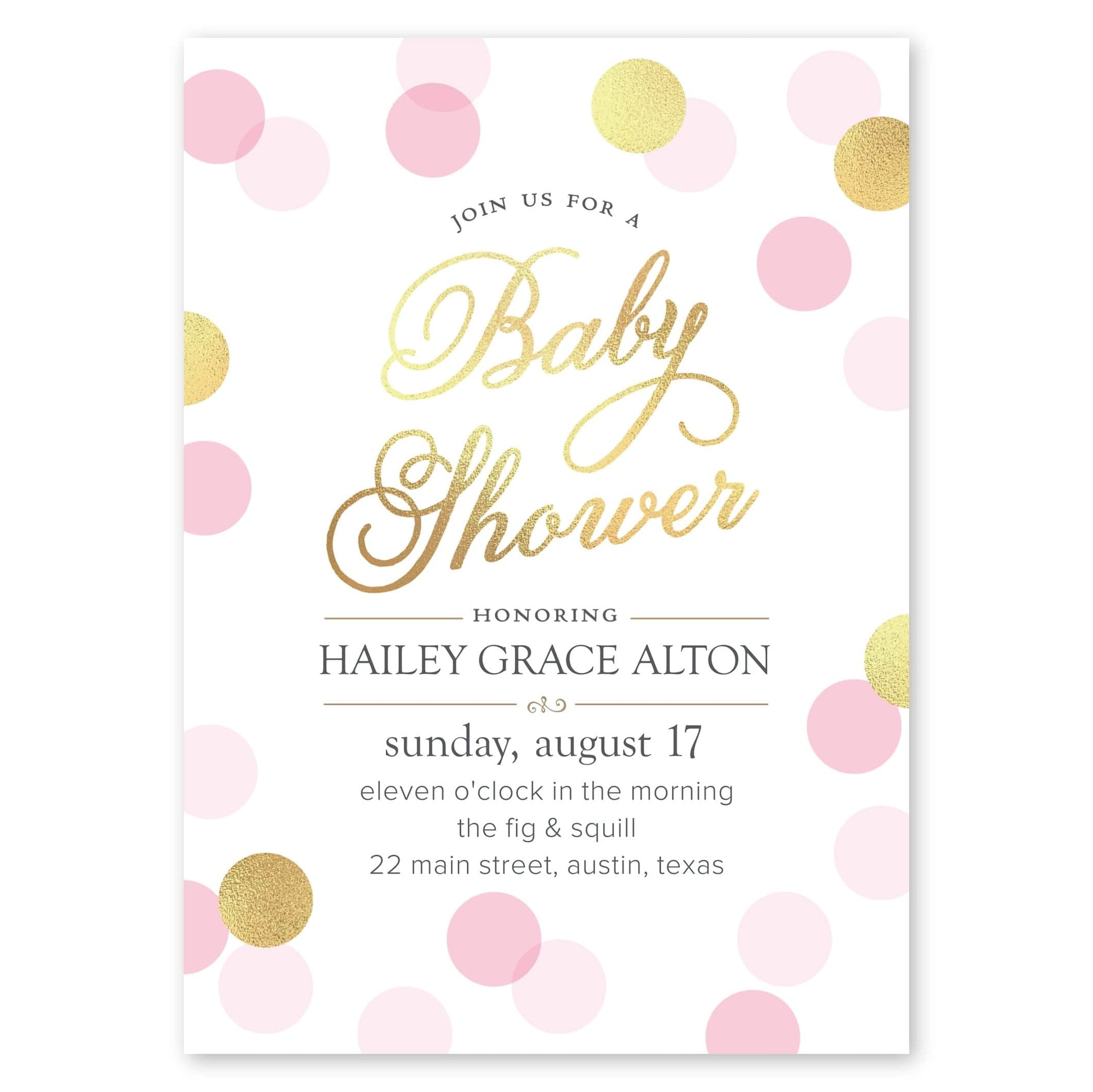 Shiny Polka Dots Baby Shower Invitation Pale Pink Gartner Studios Baby Shower