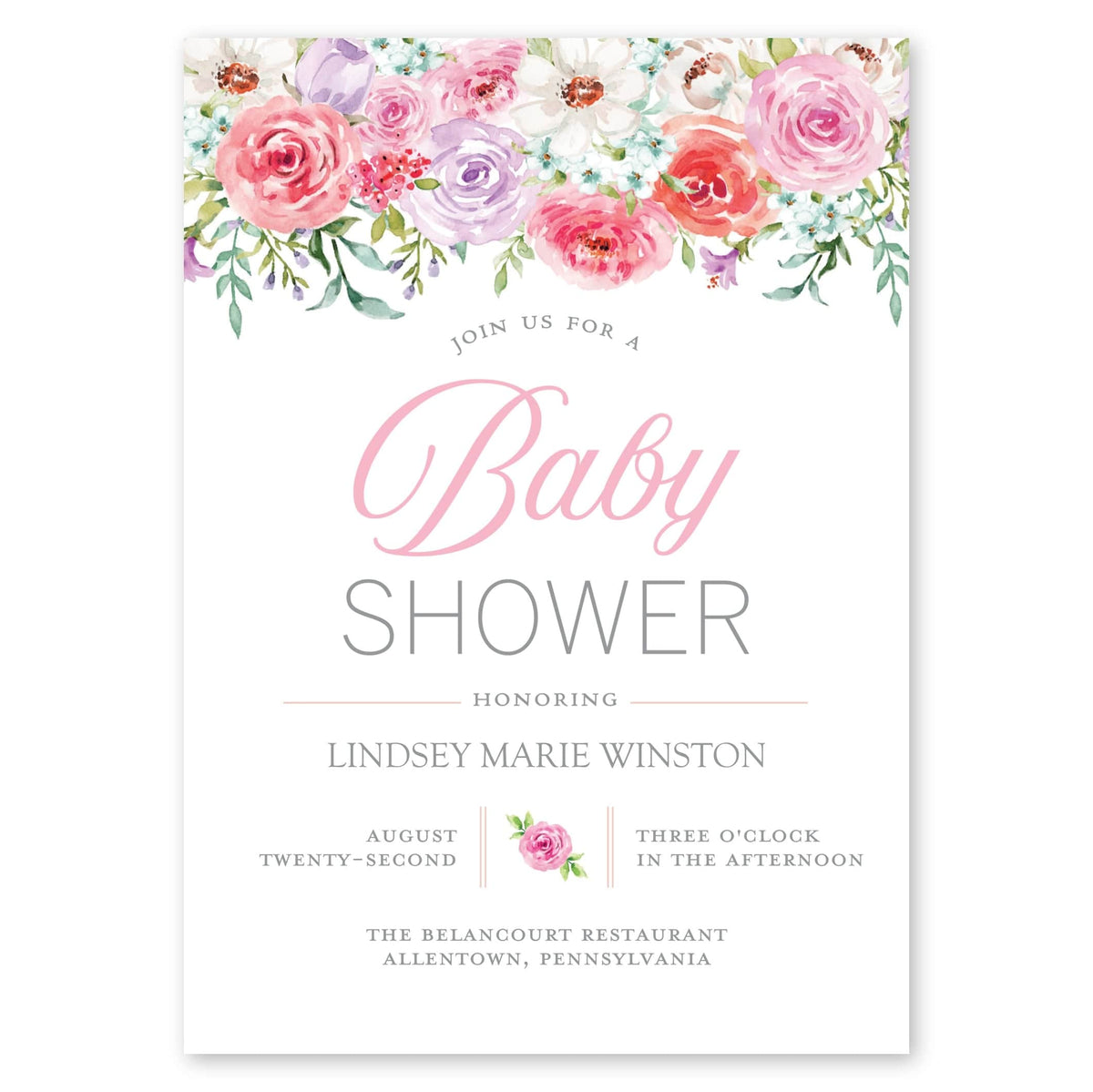 Showering Blooms Baby Shower Invitation Blush Gartner Studios Baby Shower