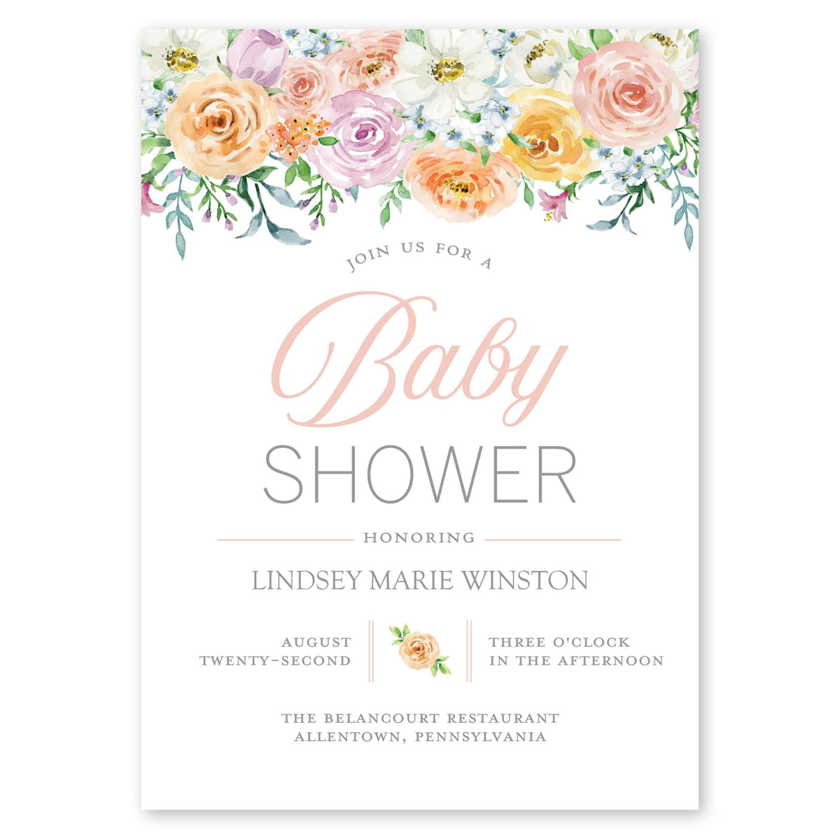 Showering Blooms Baby Shower Invitation Peach Gartner Studios Baby Shower