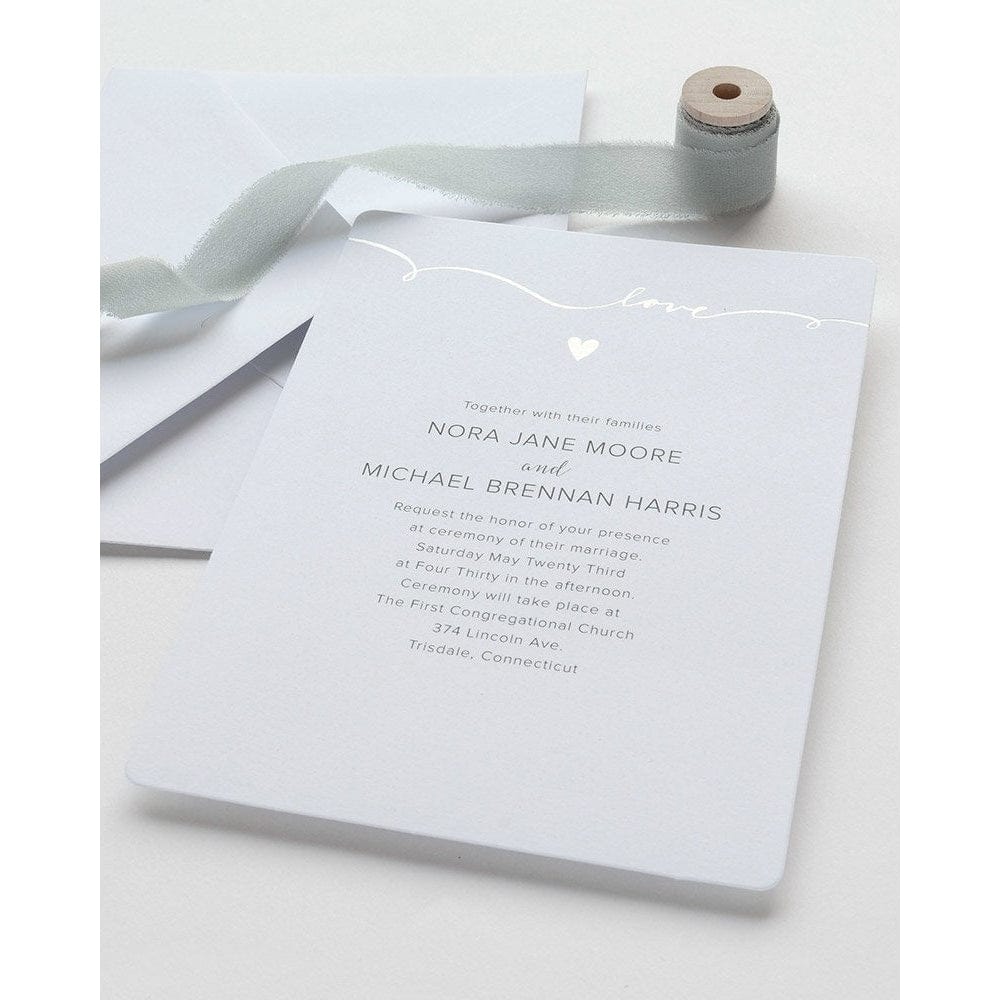 Silver Foil Love Script Print At Home Invitation Kit Gartner Studios Invitations 14277