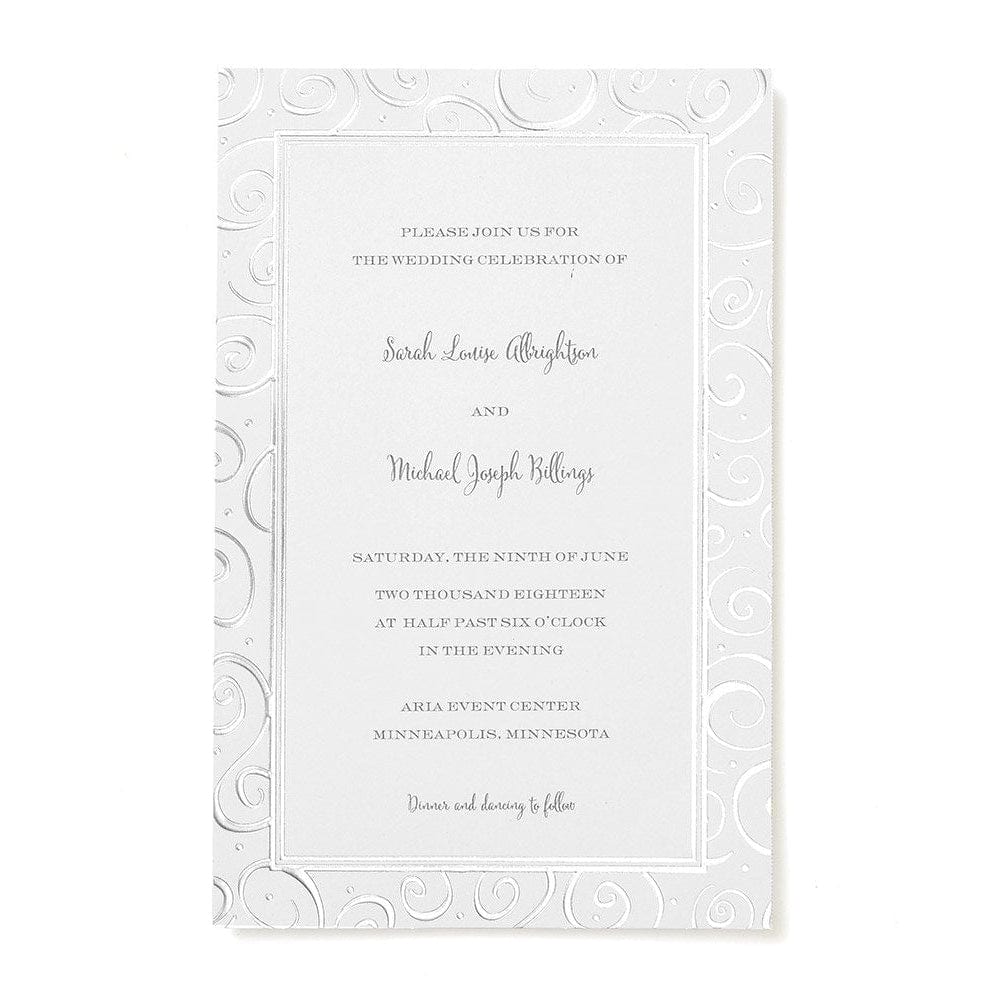Silver Foil Swirls Border Print At Home Invitation Kit Gartner Studios