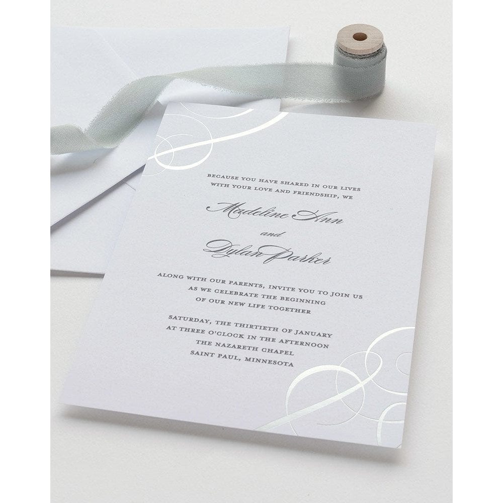 Silver Foil Swirls Print At Home Invitation Kit Gartner Studios