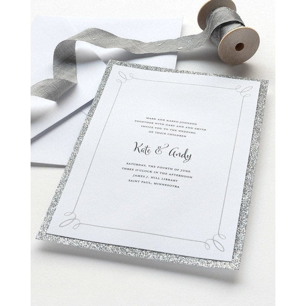 Silver Glitter Print At Home Wedding Invitation Kit Gartner Studios