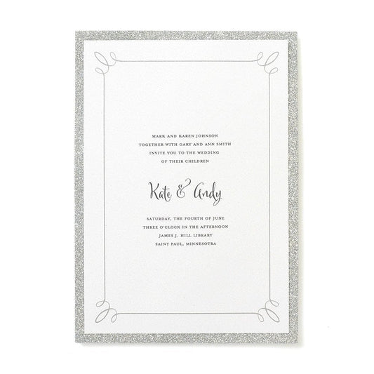 Silver Glitter Print At Home Wedding Invitation Kit 50 Gartner Studios Invitations 14276