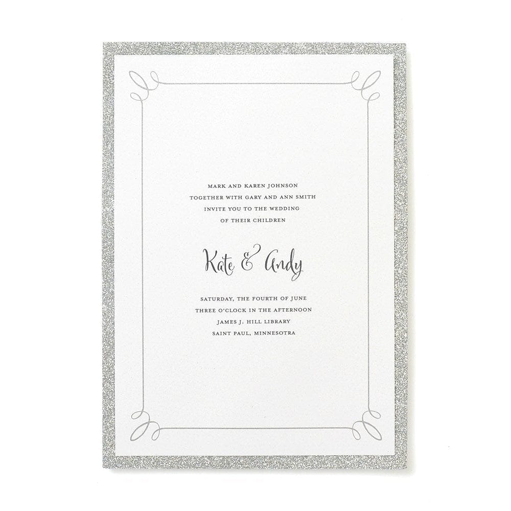 Silver Glitter Print At Home Wedding Invitation Kit Gartner Studios