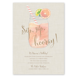Sip Sip Hooray Birthday Invitation Peach Gartner Studios Birthday Invitation