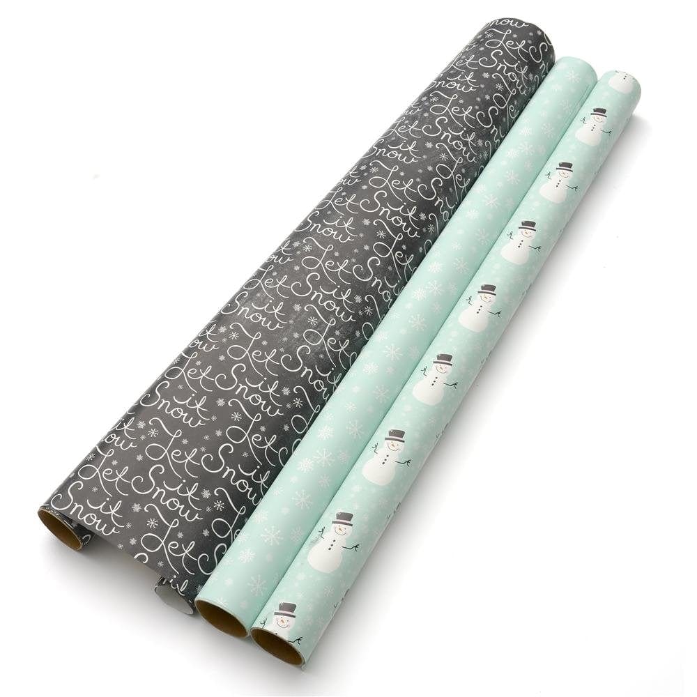 Snowy Blue Wrapping Paper Pack- 3 Count