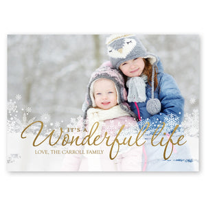 Snowy Wonderful Life Holiday Card Gold Gartner Studios Christmas Card 95460