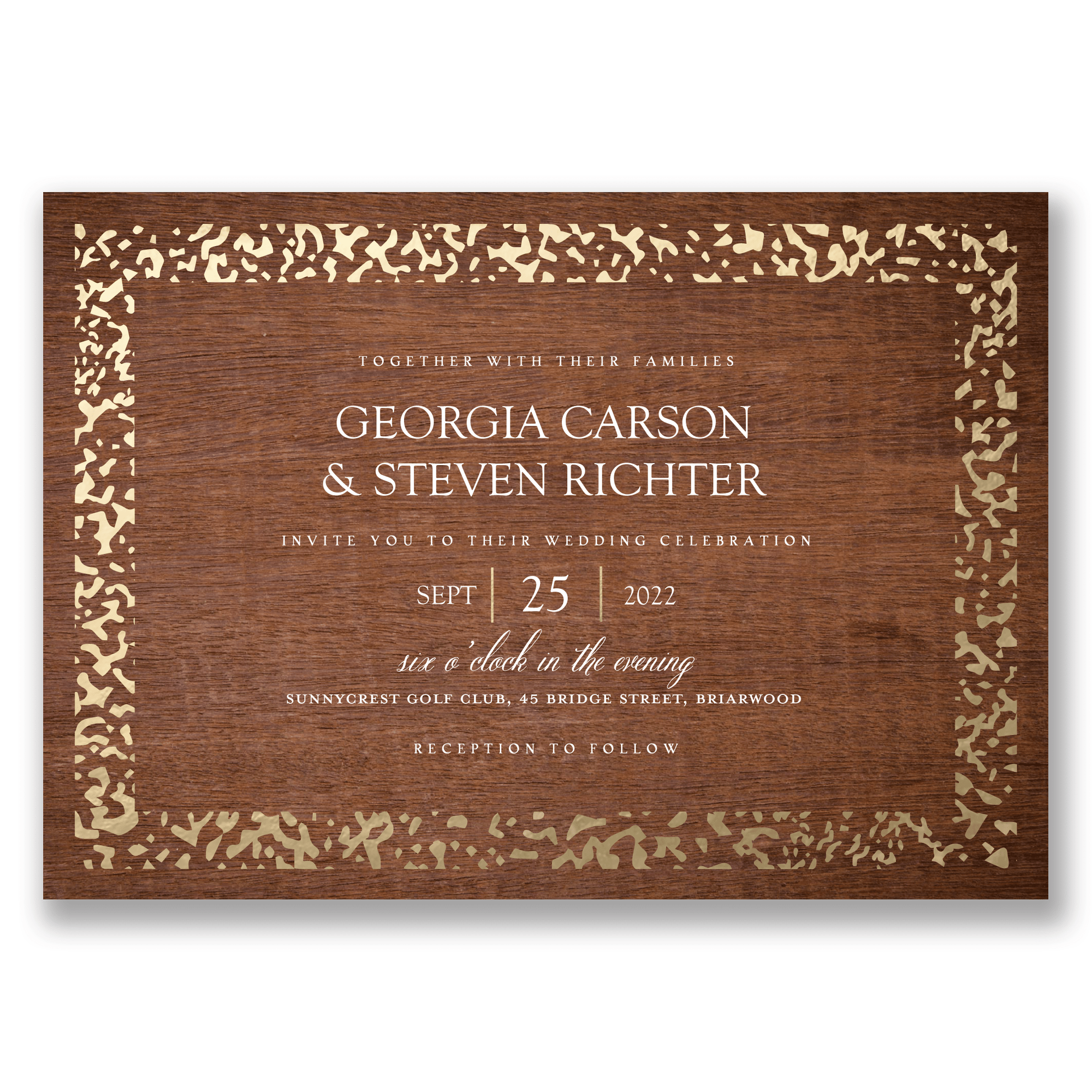 Sophisticated Speckle Foil Wedding Invitation Chocolate Gartner Studios Wedding Invitation 11135