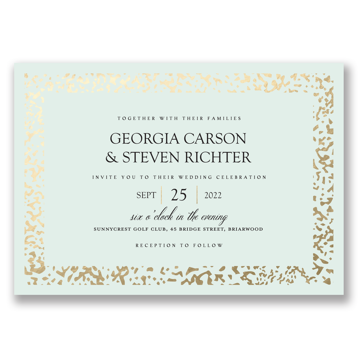 Sophisticated Speckle Foil Wedding Invitation Seafoam Gartner Studios Wedding Invitation 11135