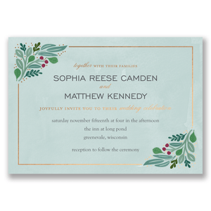Sprightly Stems Foil Wedding Invitation Mint Gartner Studios Wedding Invitation 11130