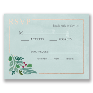 Sprightly Stems Foil Wedding Response Card Mint Gartner Studios Response Cards 11133