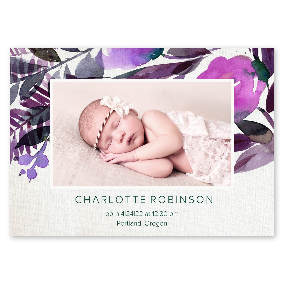 Spring Blossom Baby Announcement Purple Gartner Studios Baby Announcement