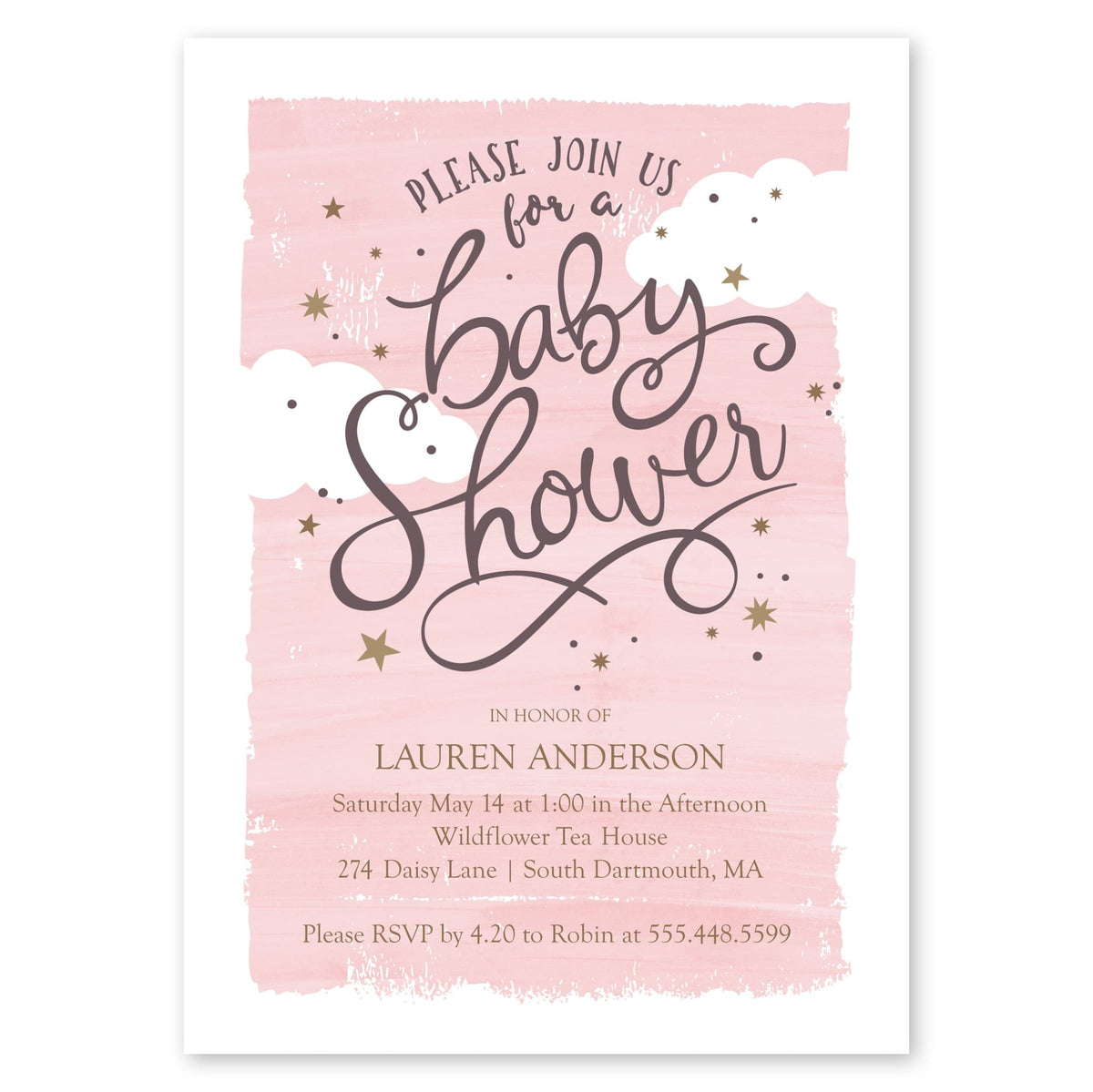 Starry Sky Baby Shower Invitation Pale Pink Gartner Studios Baby Shower