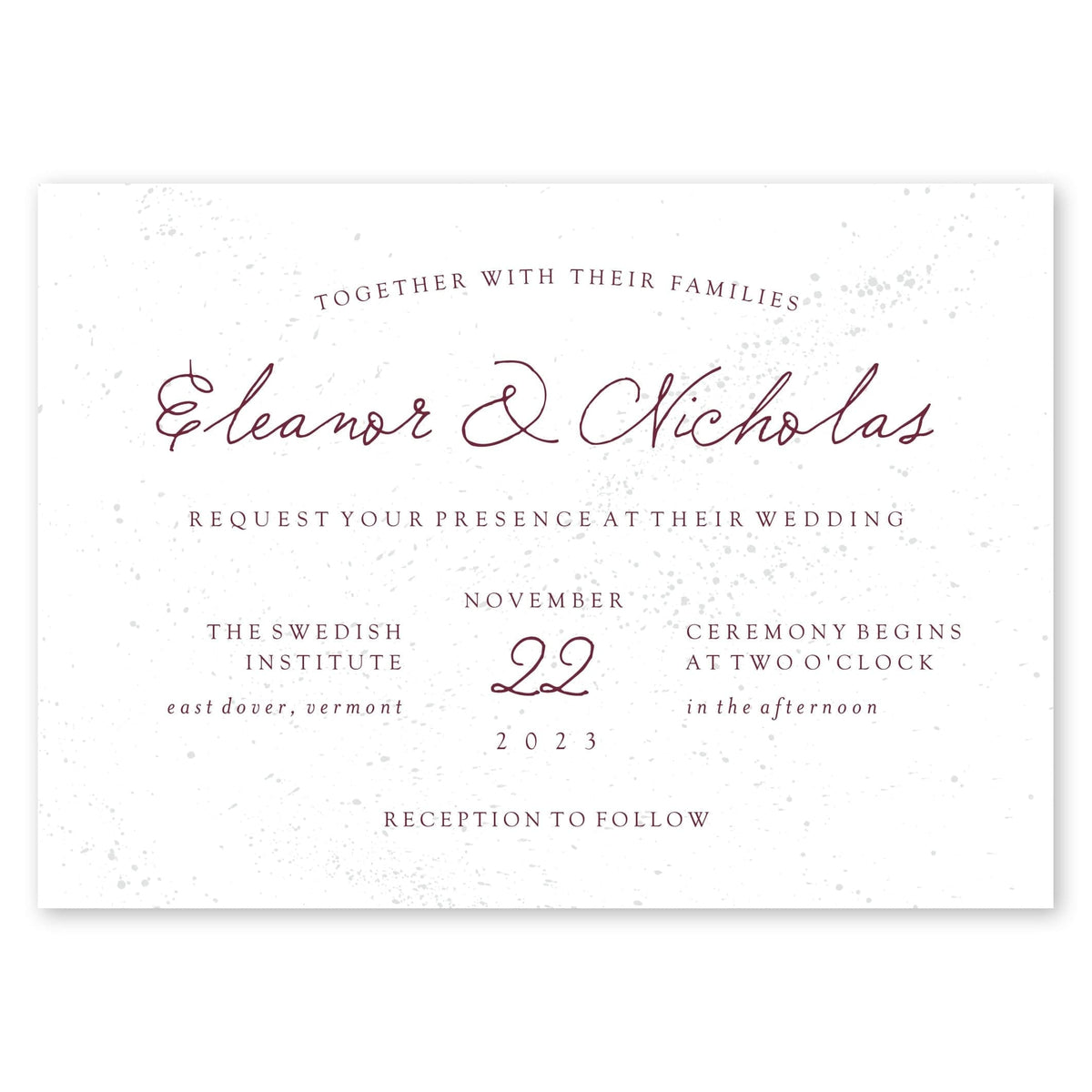 Subtle Stipple Wedding Invitation White Gartner Studios Wedding Invitation 96941