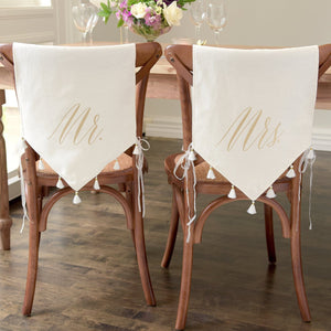 Tasseled Mr & Mrs Chair Signs Gartner Studios Linen Chair Signs 44620