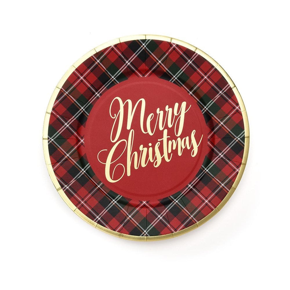 Traditional Holiday Plaid And Gold Foil Dinner Plates Gartner Studios Plates + Dishes 37200