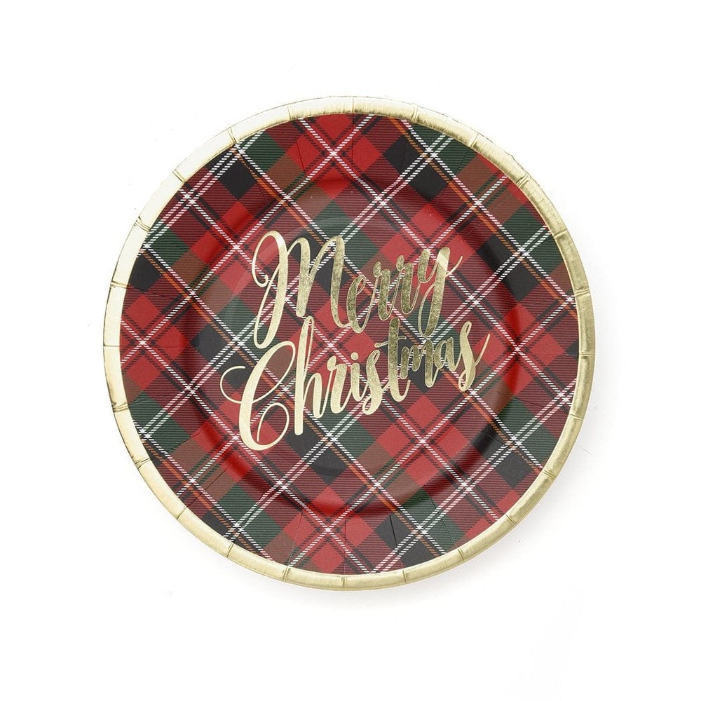 Traditional Holiday Plaid And Gold Foil Holiday Snack Plates Gartner Studios Plates + Dishes 37202