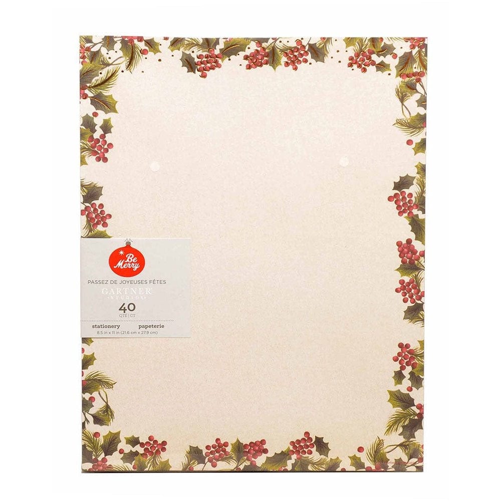 Traditional Holly Foil Stationery - 40 Count Gartner Studios Stationery Paper 18675