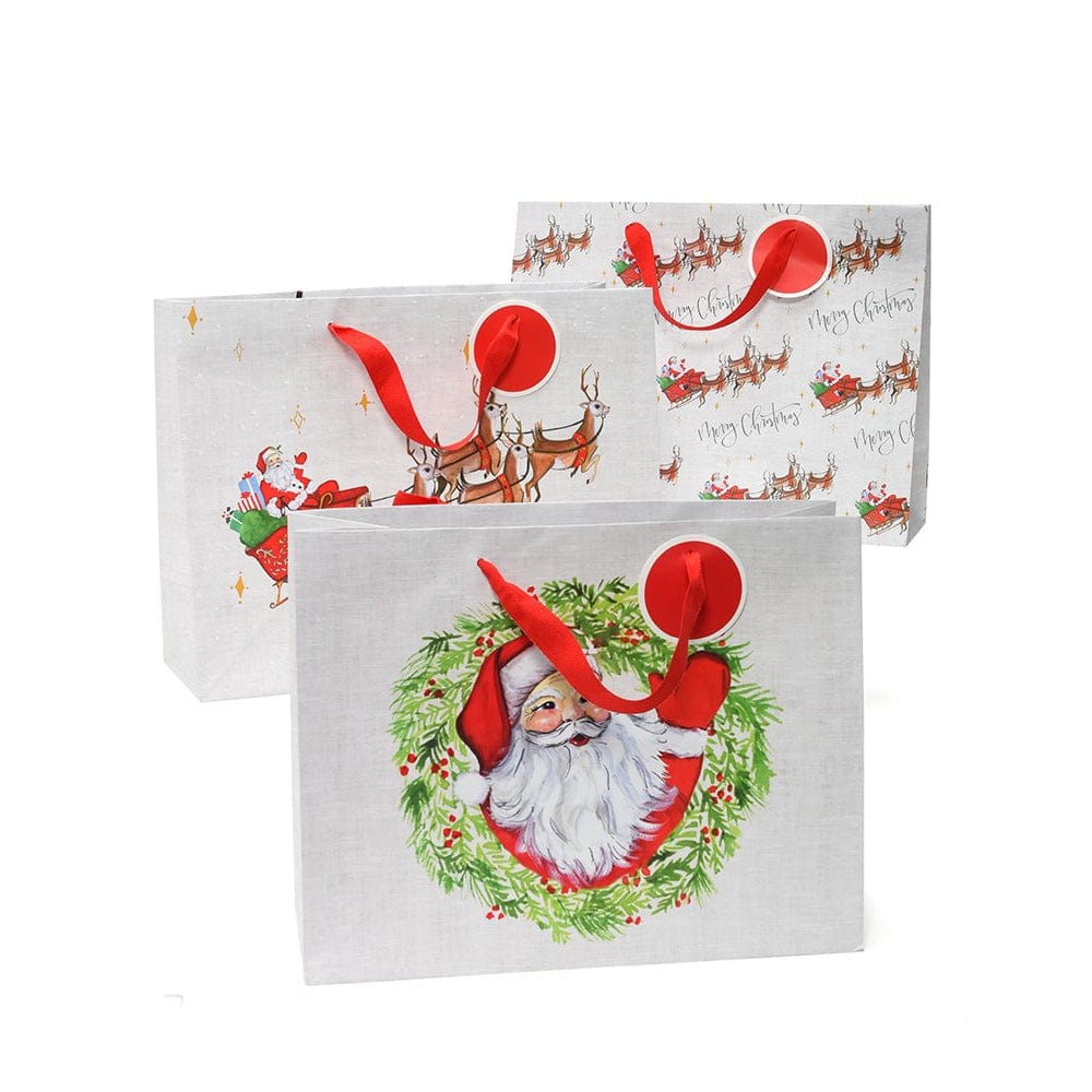 Vintage Santa Themed Medium Gift Bags With Tag - 3 Count Gartner Studios Gift Bags 44847